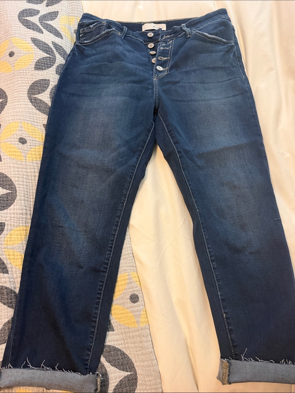 KanCan Dark Blue Boyfriend Jeans with Button-Fly